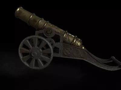 Antique Signal Cannon Low-poly 3D model