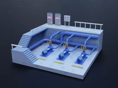 Industrial platform Low-poly 3D model