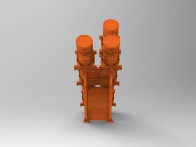 Navy Exocet Launcher 3 Tube  3D print model