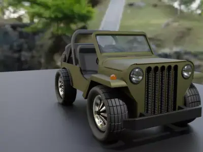 Basic vintage jeep model only exterior Free 3D model
