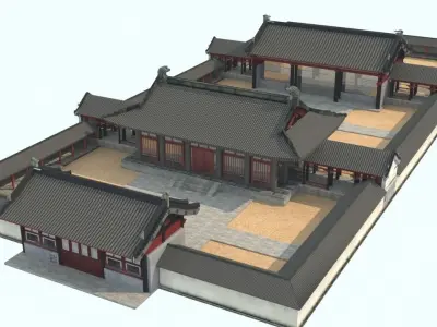 Chinese courtyard house 3D model purchase