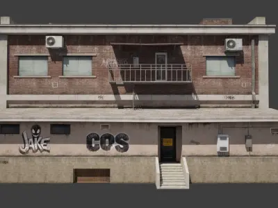 Building industrial City Work Street Low-poly 3D model Low-poly 3D model