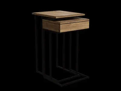 Oak Effect Nest Of Storage Tables Low-poly 3D model
