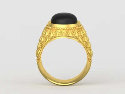 Man onyx and gold STL ring with pattern model mr0009 3D print model