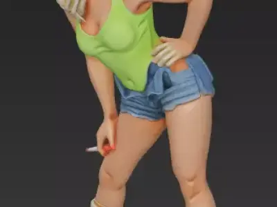 Truck Stop - Women Smoking 7 Figure STL SET 3D print model