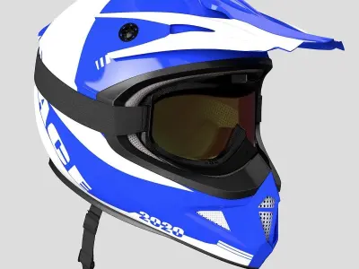 Helmet Off-Road and Goggles 3D model