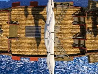 Old Sail Ship Low-poly 3D model