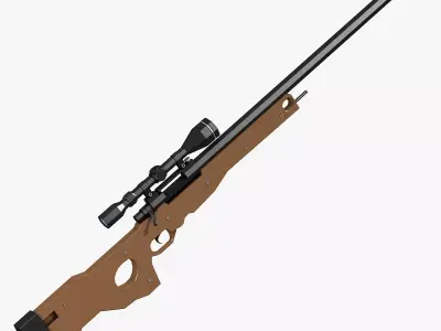 Sniper rifle Low-poly 3D model 7