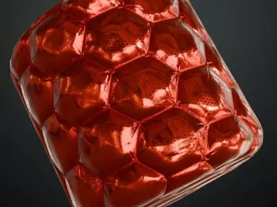 Red Sci Fi Padded Fabric Hexagon Pattern PBR Seamless Texture