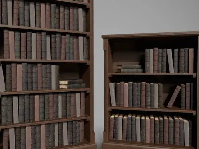 Wooden Bookcases Low-poly 3D model
