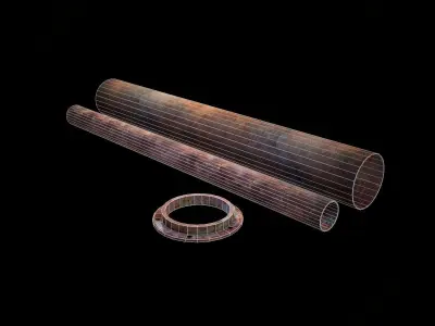 Pipers two rusty pipes Free low-poly 3D model