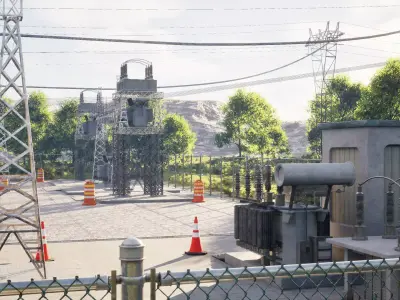 Electrical Substation Overview 3D model
