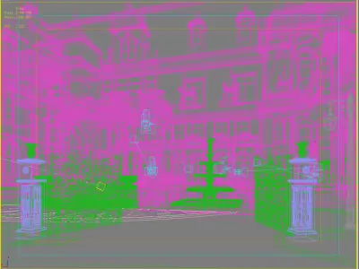 Villa ornate mansion with gate 3D model