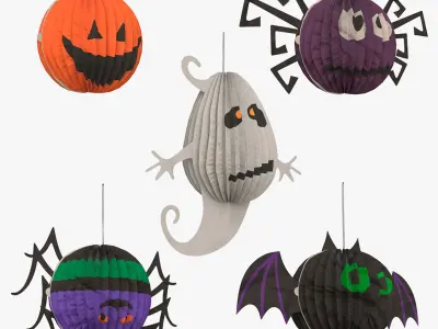 Halloween Paper Decorations Collection 3 3D model