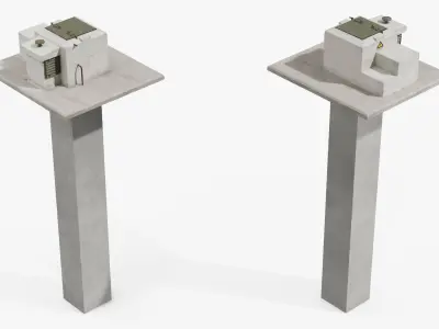 Civil Defense Shelter Entrance Block Rigged for Cinema 4D 3D model