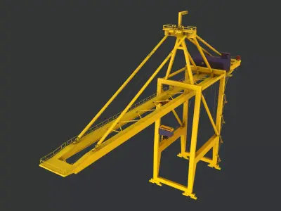 PBR Quayside Container Crane Version 1 - Yellow Light Low-poly 3D model