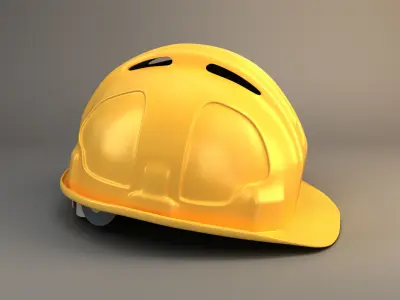 Yellow worker helmet Low-poly 3D model