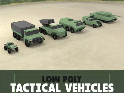 LOW POLY TACTICAL VEHICLES - Pack of 6 Low-poly 3D model