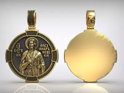 Saint Alexander Nevsky the Prince Icon Antique Medallion 3D print model