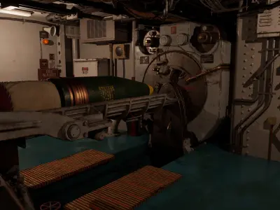 Battleship Powder Bag-Fire Axe-Gun Shell Low-poly 3D model