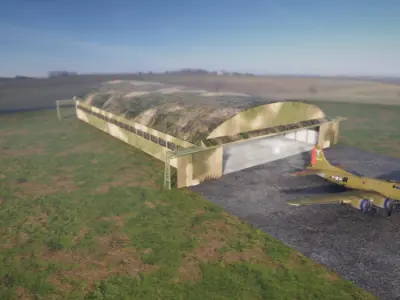 Large aircraft hanger shed type K from world war 2 Low-poly 3D model