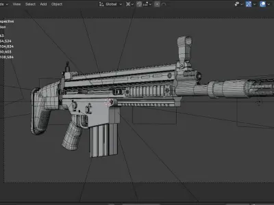 Fn scar assault rifle 3d model low poly 3D model
