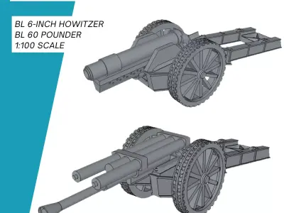 BL 6 Inch Haubitze und BL 60 Pfuender 3D print model