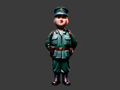 World War II Dirty Soldier Low-poly 3D model