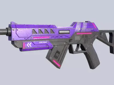 Cyberpunk gun Low-poly 3D model