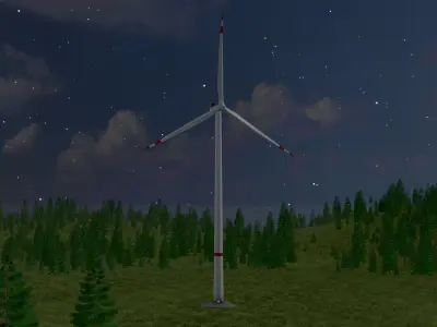 Wind-turbine with foundation V1 H-175 RD 172 m Low-poly 3D model