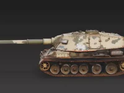 Realistic Destroyed Wrecked Tank 3D Model Low-poly 3D model