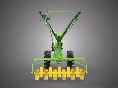 HAND TRACTOR ROTO PUDDLER BLADE CULTIVATOR TWO WHEEL RUBBER TIRE 3D model