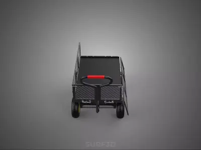 REMOVABLE MESH SIDE PANEL TROLLEY CART WAGON DOLLY UTILITY FOLD 3D model