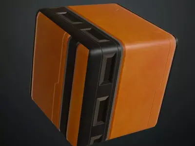 Orange Stylized Sci-Fi Wall PBR Seamless Texture