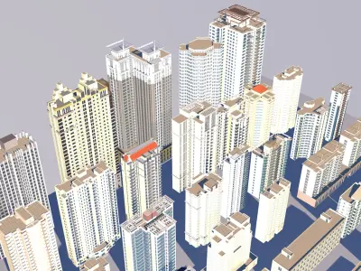 Buildings City building industrial park commercial housing 3D model V7