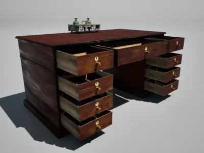 Victorian retro wooden table Low-poly 3D model