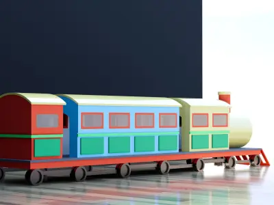 Simple Train 3D model Transportation aset 3D model