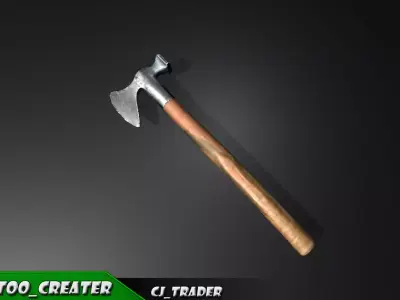 Medieval Axe Lowpoly 3d model Low-poly 3D model