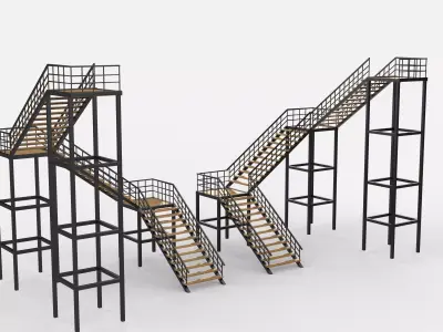 Metal L stair 02 3D model