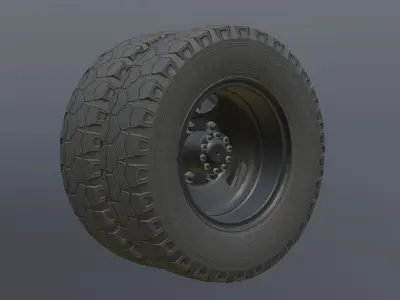 Complete set of wheels for GAZ-53 truck Free low-poly 3D model