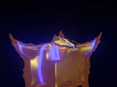 Fiery gift box for games Low-poly 3D model