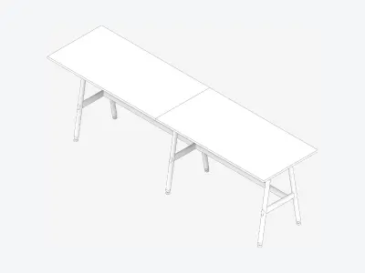 Desk - Timberline - Workstation - Sgl - Side - 2 - Person - High Low-poly 3D model