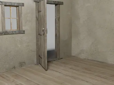 Medieval house Low-poly 3D model 7
