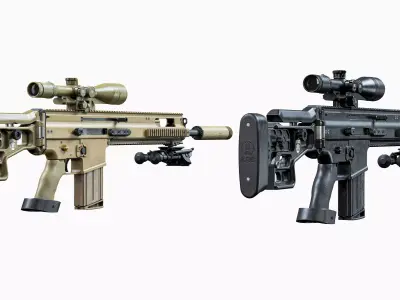 Modular tactical sniper MK 17 FN SCAR-H Low-poly 3D model
