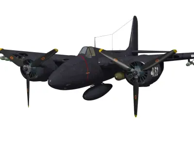 Grumman F7F Tigercat 3D model purchase