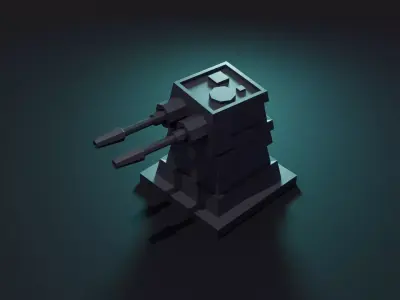 Turret Animation Low-poly 3D model