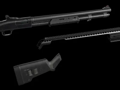 Mossberg 590 Custom 12 Gauge Shotgun Build Low-poly 3D model