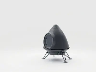 Futuristic Surveillance Turret with Advanced Optics Low-poly 3D model