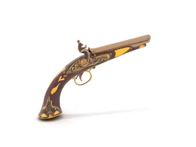 Ornate Flintlock Pistol model pack Low-poly 3D model