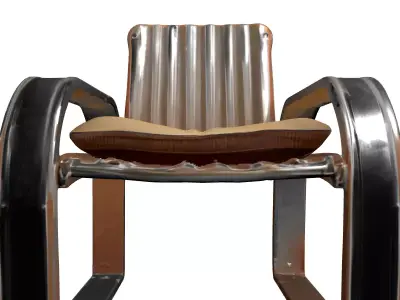 Industrial Metal Armchair with Cushion Low-poly 3D model